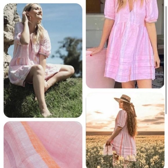 LEMLEM x h&m PINK STRIPED TUNIC DRESS LARGE - Picture 3 of 16